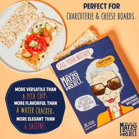 Three-pack The Matzo Project packaging displayed for year-round snacking.