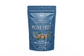 The Mix Superfoods Monk Fruit Pure serving spoon highlights zero calorie sweetness for baking