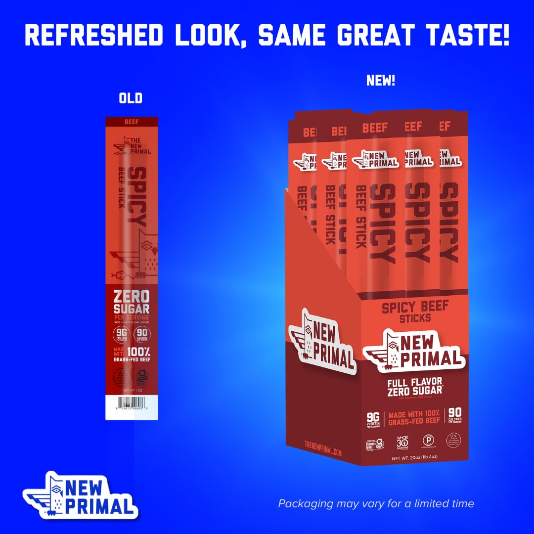 The New Primal spicy beef sticks during a hiking break for sustained energy.