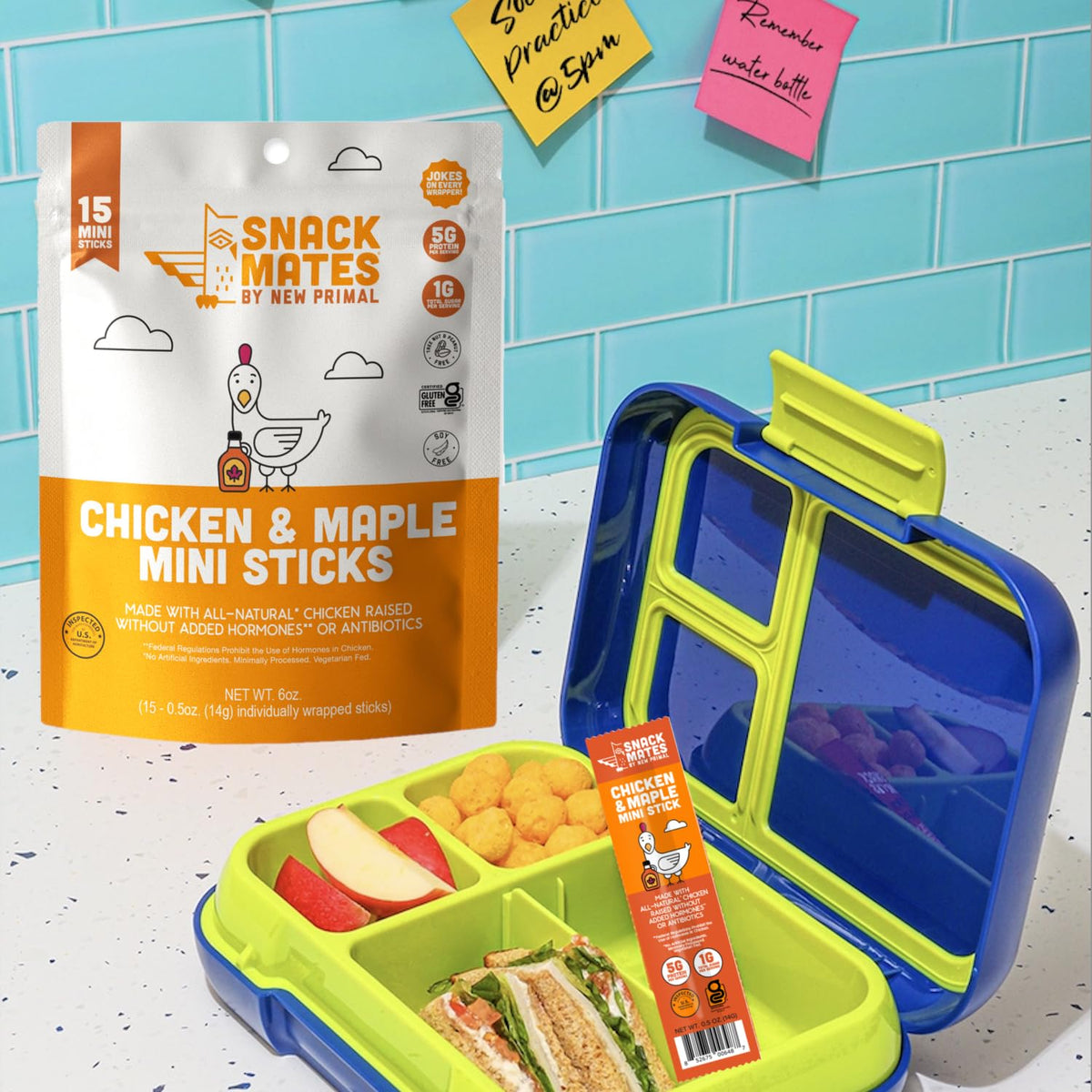 The New Primal Snack Mates chicken maple sticks at 35 calories per stick