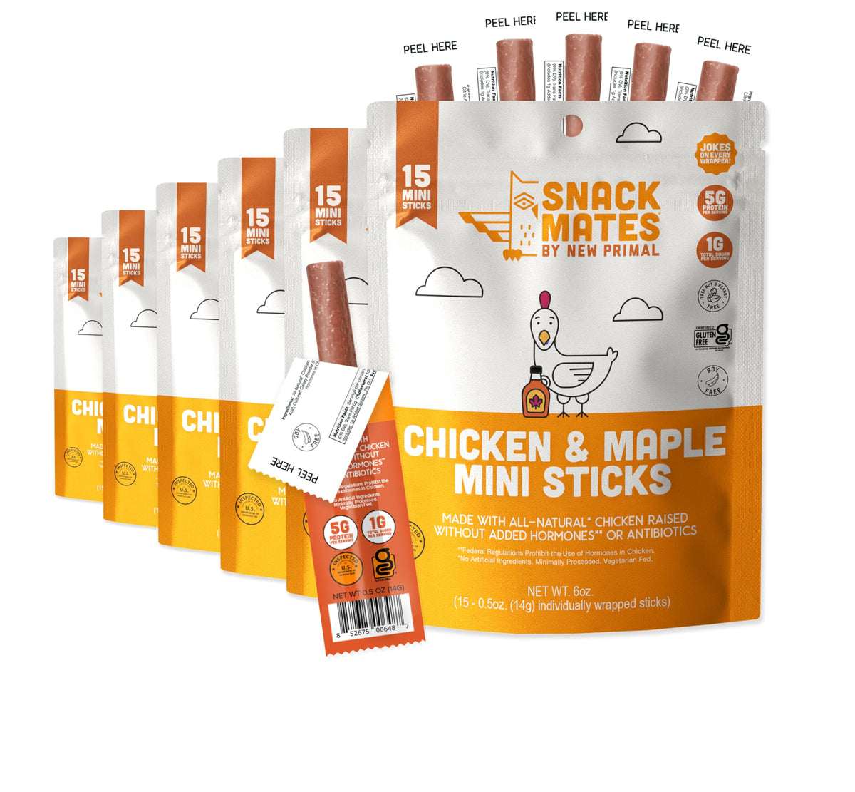 The New Primal Snack Mates chicken and maple sticks bulk pack for easy lunchbox snacking