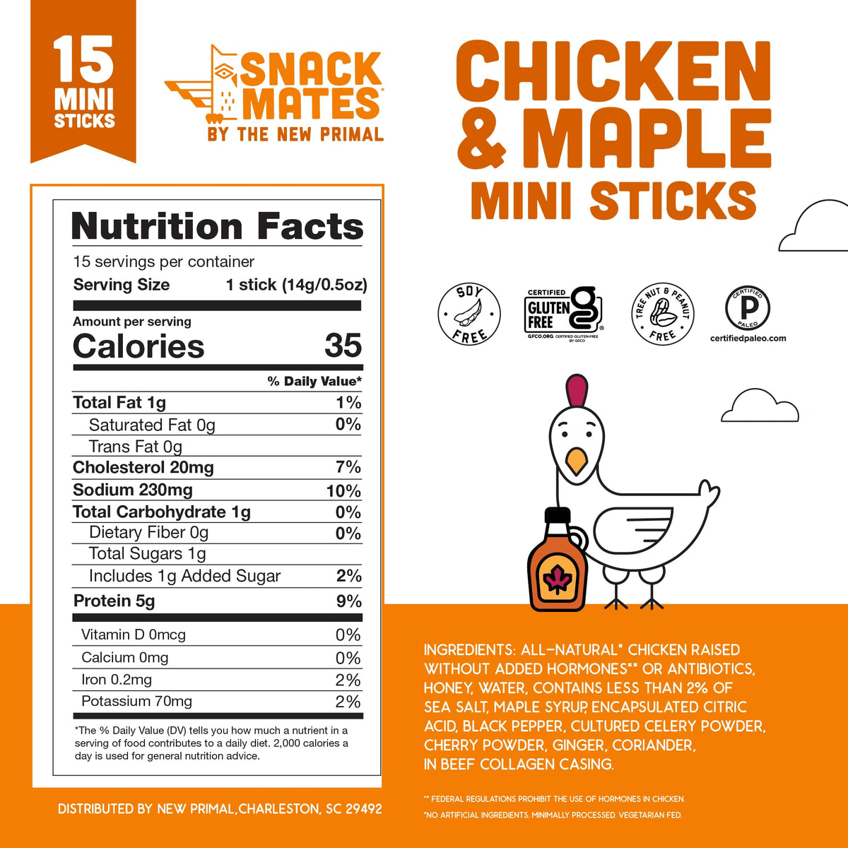 Snack Mates chicken maple sticks close-up texture reveals a chewy jerky bite.