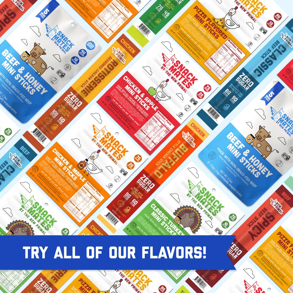 The New Primal Snack Mates turkey sticks ideal snack time on the go.