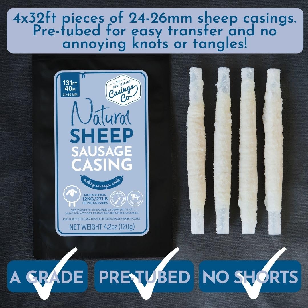 The New Zealand Casings Co Halal-certified sheep casings for easy stuffing.