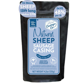The New Zealand Casings Co natural sheep casings 24-26mm ready for sausages.
