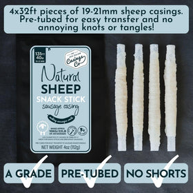 The New Zealand Casings lamb natural casing close-up highlighting texture for flavorful snack sticks.