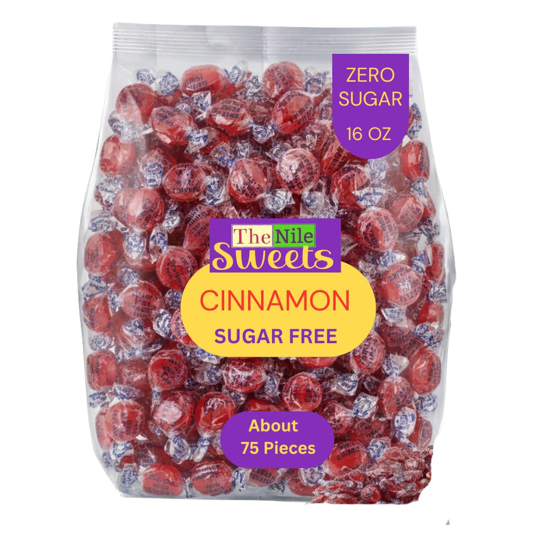The Nile Sweets sugar-free cinnamon hard candy 1lb pack with bold cinnamon flavor.