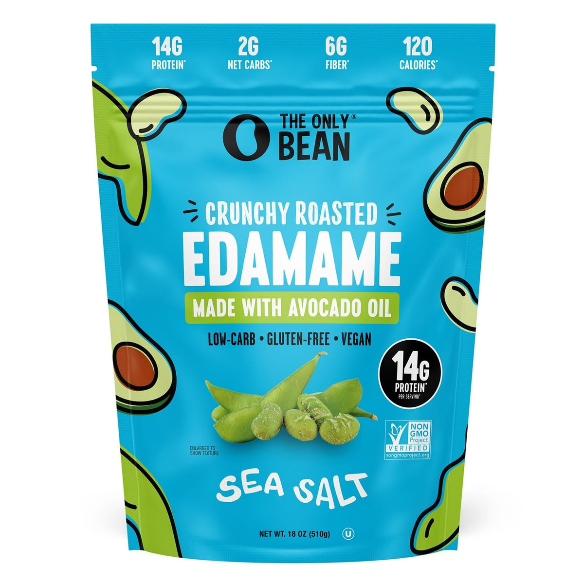 The Only Bean 18-oz pouch on-the-go snacking option for busy moments.