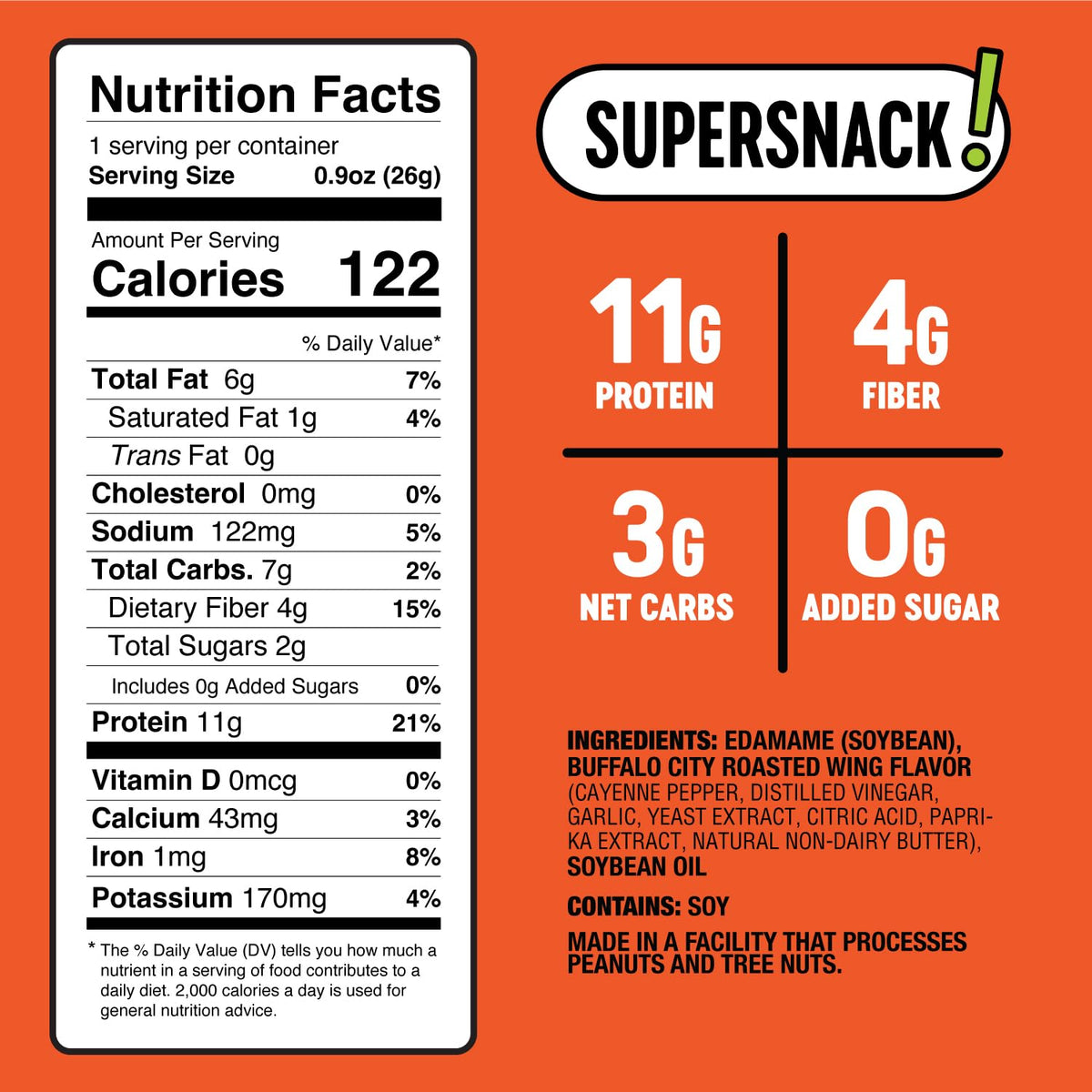 The Only Bean Buffalo Edamame Snacks served on salad adding savory crunch to meals.