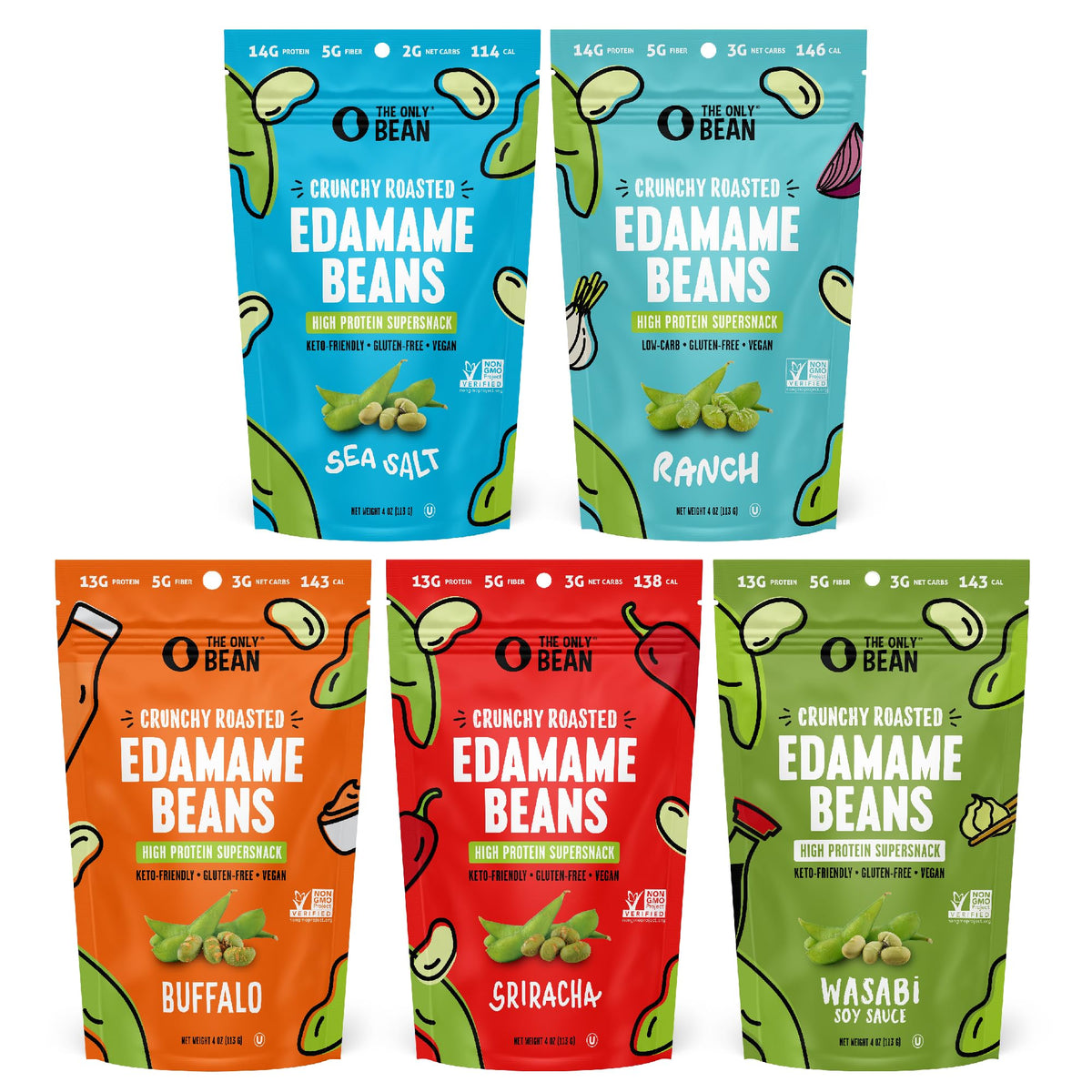 The Only Bean Ranch Edamame bag offers creamy-herb flavor with protein on the move.