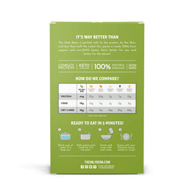 The Only Bean Edamame Pasta cooking scene highlights 3-5 minute readiness.