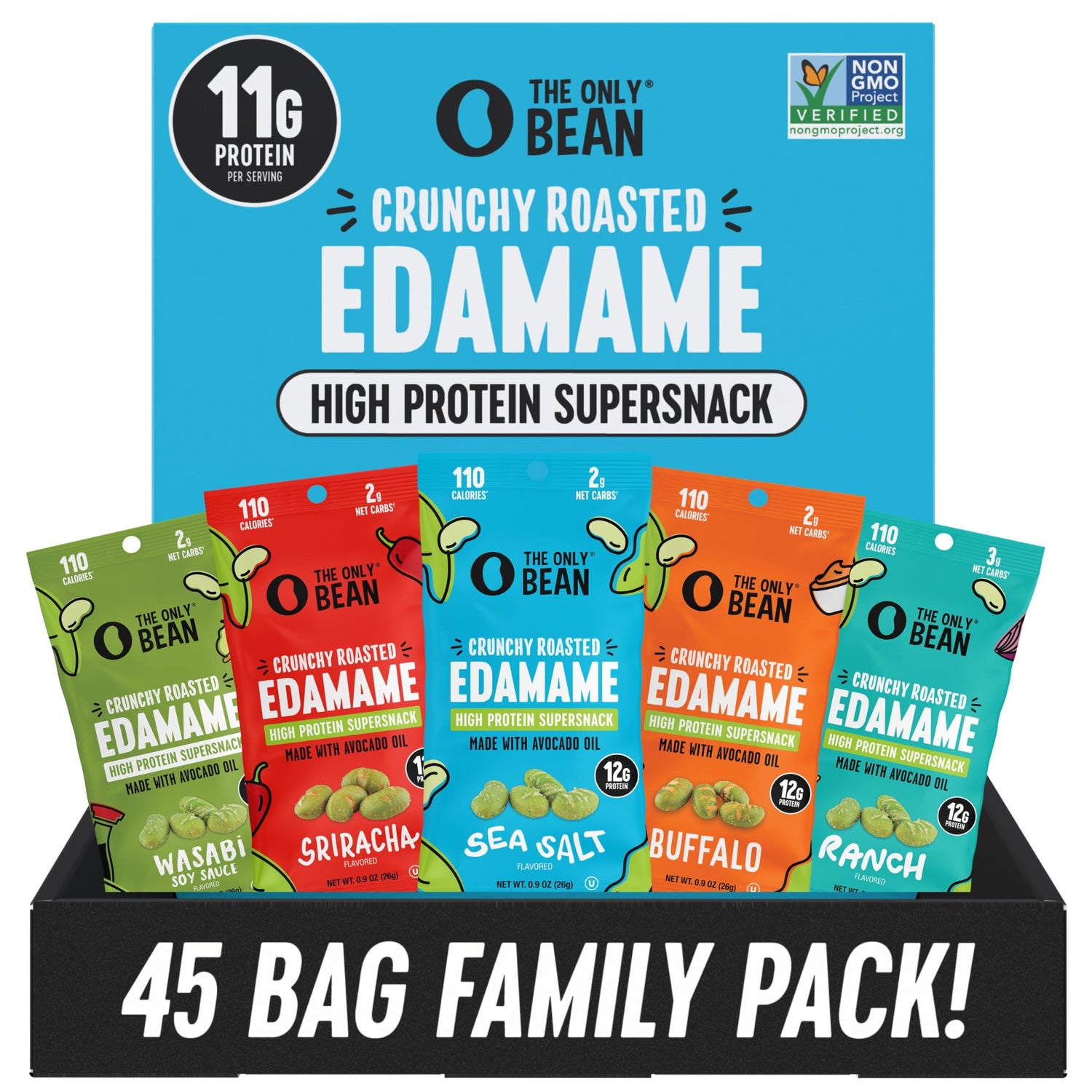 The Only Bean Sea Salt flavor high protein snack pack for gym and lunch