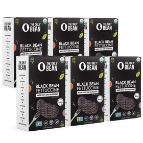 The Only Bean organic black bean fettuccine pack shot highlighting keto-friendly pasta.