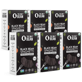 The Only Bean Organic Black Bean Spaghetti packaging shows its clean, plant-based promise.