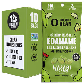 The Only Bean Wasabi Edamame snacks pack, protein-rich grab-and-go for active days.