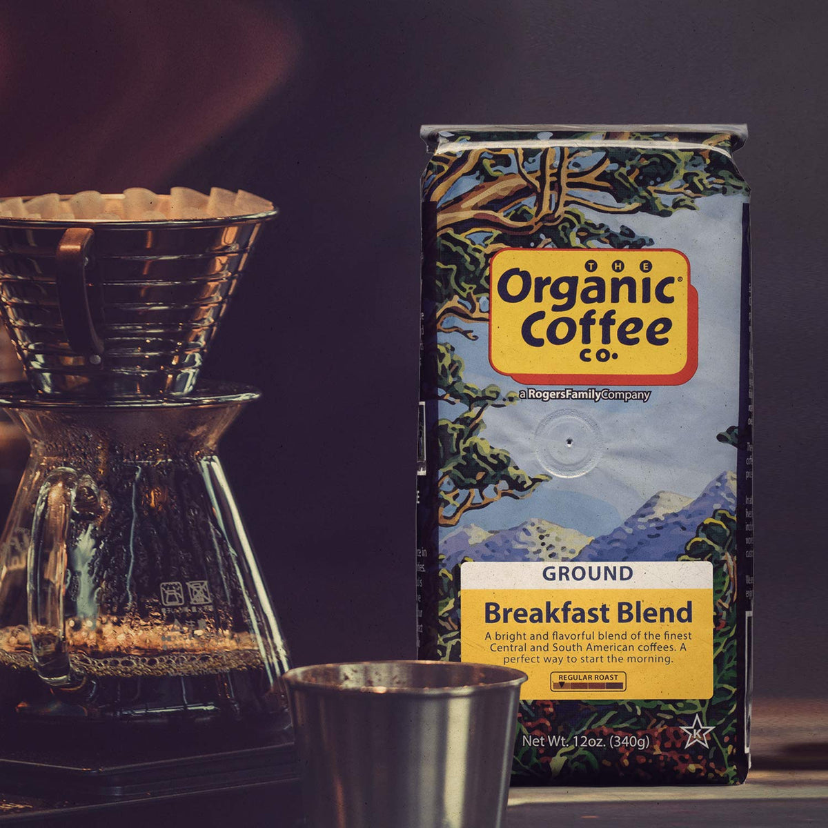 The Organic Coffee Co. Breakfast Blend sustainably sourced beans support eco-friendly farming.