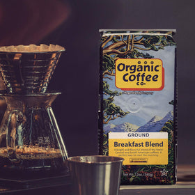 The Organic Coffee Co. Breakfast Blend sustainably sourced beans support eco-friendly farming.