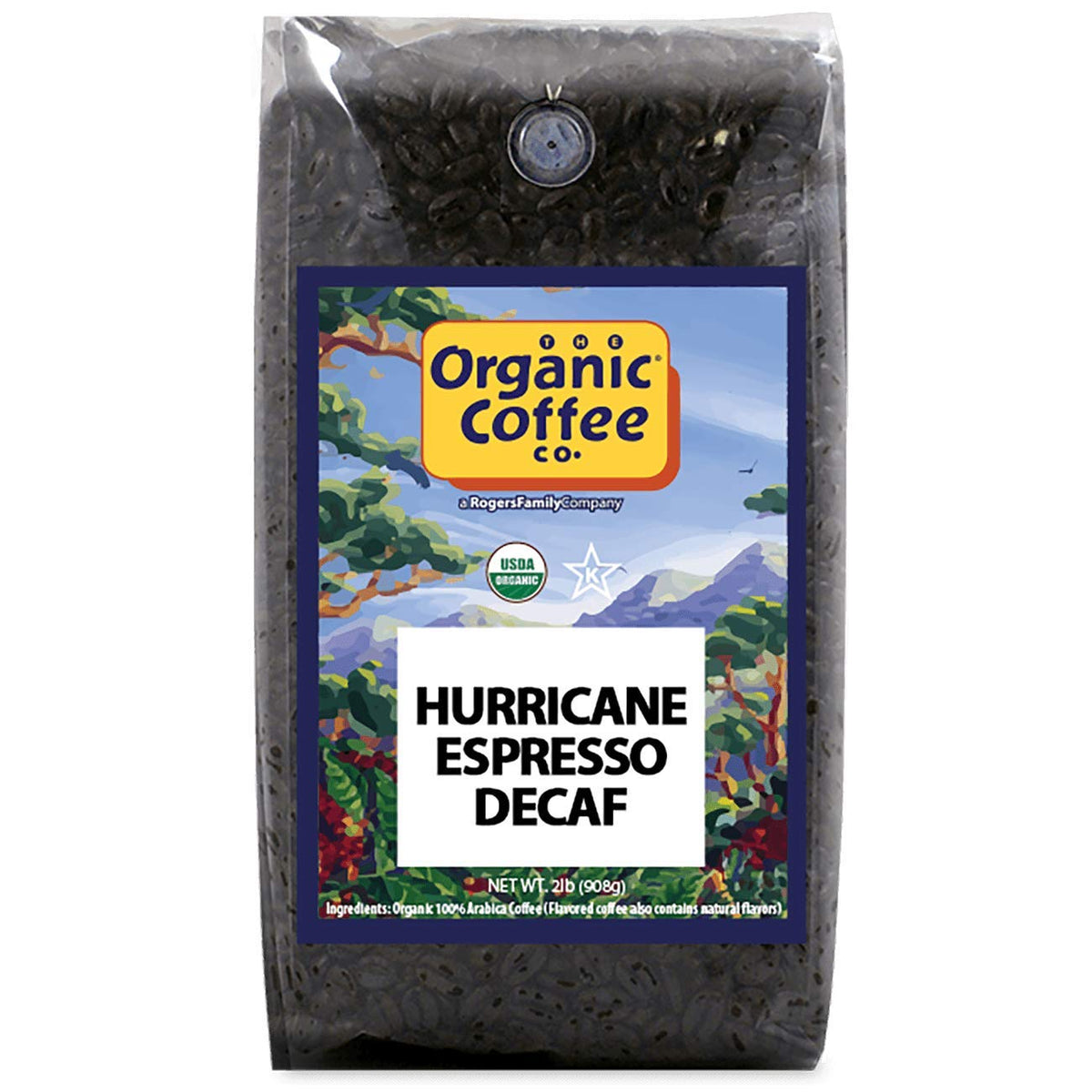 The Organic Coffee Co. Hurricane Decaf Whole-Bean Bag, rich aroma for smooth decaf mornings.