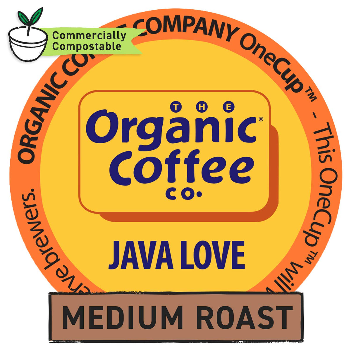 The Organic Coffee Co. OneCup pod brewing in a Keurig machine.