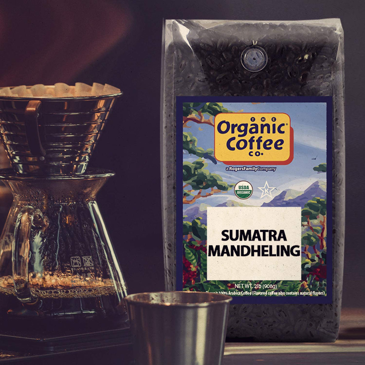 The Organic Coffee Co. Sumatra Mandheling brew-ready mug scene for morning ritual