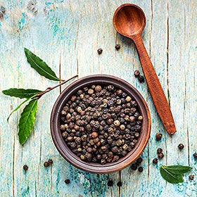 Steam sterilized organic peppercorns stay fresh in a resealable package.