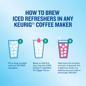 Caffeine content shown for The Original Donut Shop Iced Refreshers pod at 45 mg.
