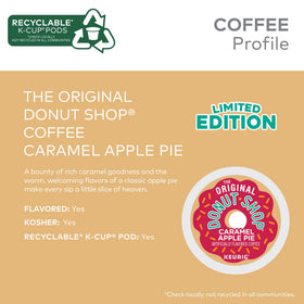 The Original Donut Shop caramel apple pie pod on the Keurig box for easy use