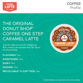 The Original Donut Shop Caramel Latte k-cup brew setup highlights bold vanilla notes.