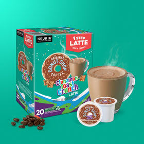 The Original Donut Shop Cinnamon Toast Crunch One Step Latte pods compatible with most Keurig brewers.