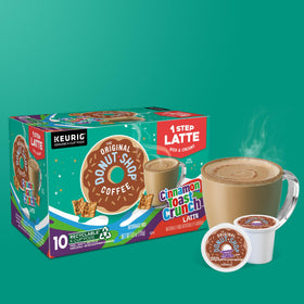 Fragrant cinnamon aroma as The Original Donut Shop Cinnamon Toast Crunch latte brews.