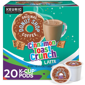 The Original Donut Shop Cinnamon Toast Crunch One Step Latte pods pack ready for quick mornings.