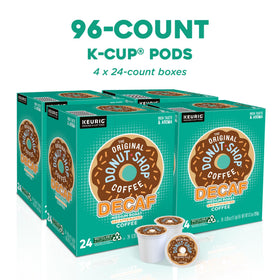 The Original Donut Shop Decaf K-Cup Pods cup and brew in progress.