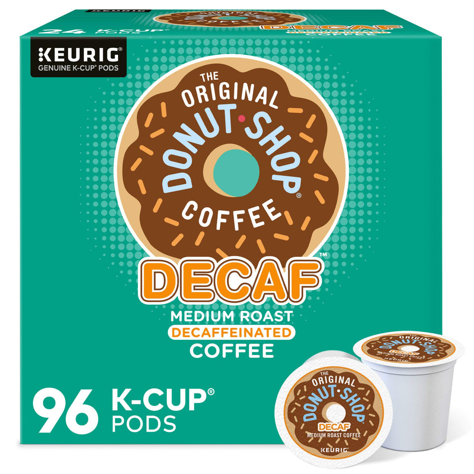 The Original Donut Shop Decaf K-Cup Pods packaging ready for daily coffee ritual.