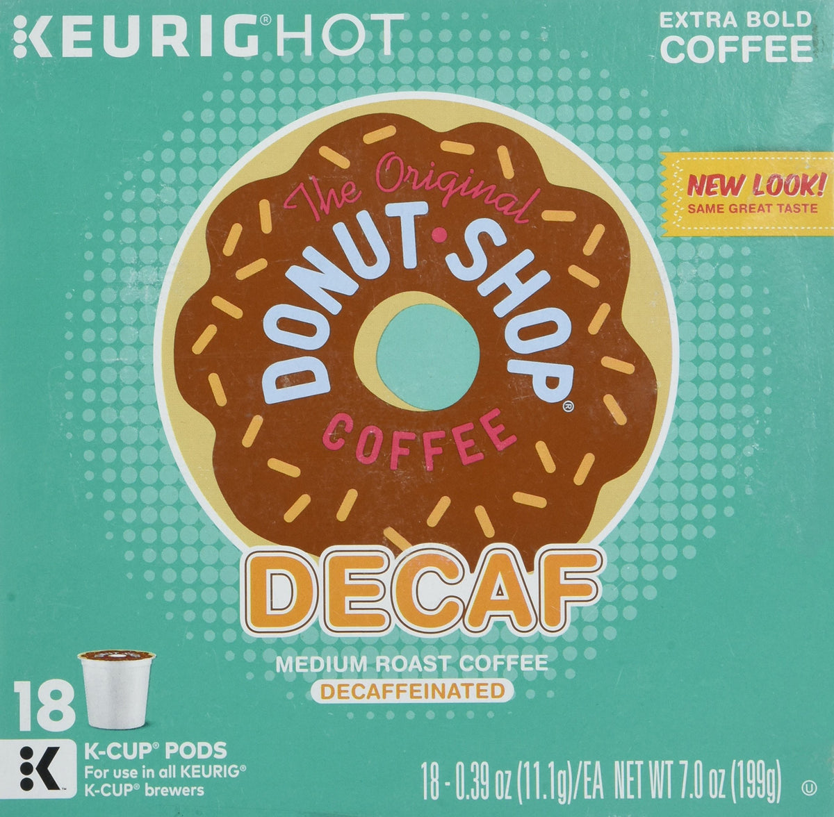 The Original Donut Shop Decaf K-Cups brewed coffee in a mug for energizing breaks