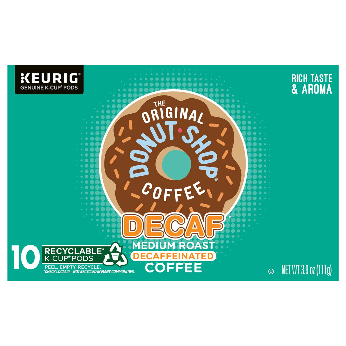 The Original Donut Shop decaf medium roast k-cup pod for a smooth, caffeine-free morning ritual.