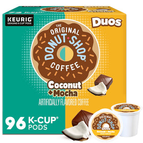 The Original Donut Shop Duos Coconut Mocha packaging for quick morning routines