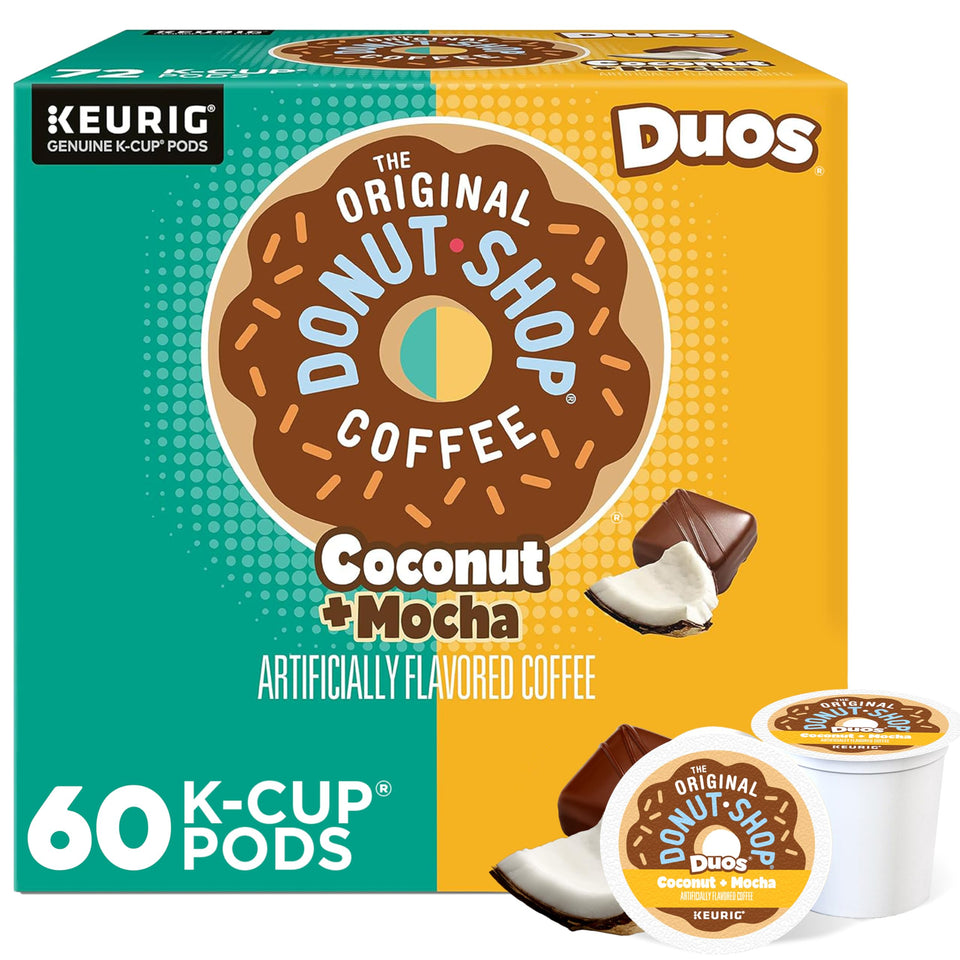 The Original Donut Shop Duos coconut mocha pods brew with tropical aroma to energize mornings