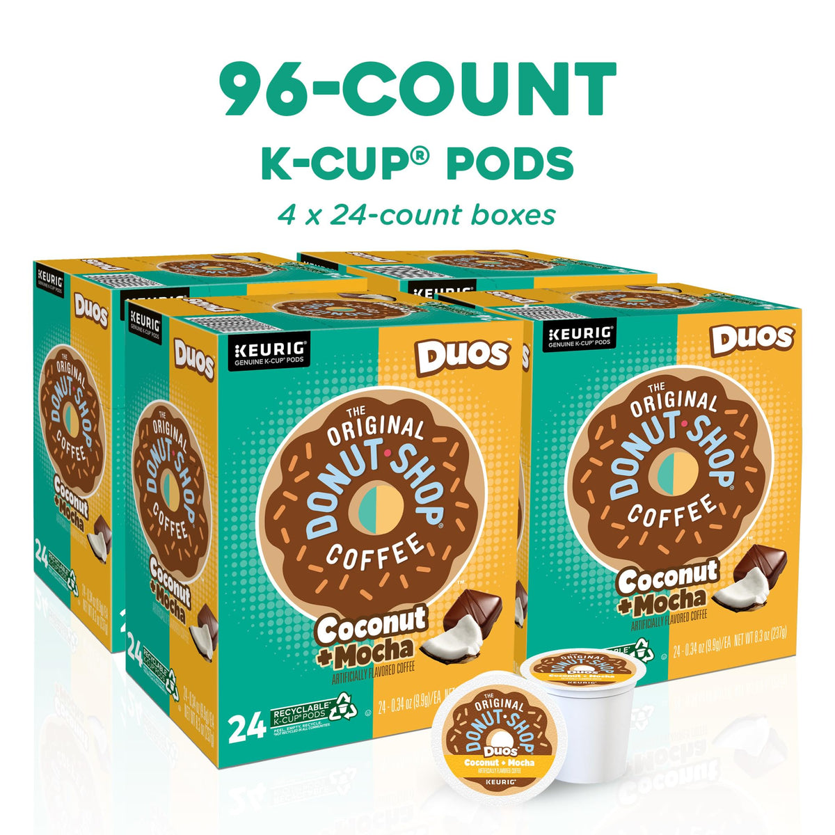 The Original Donut Shop Duos Coconut Mocha pods ready for Keurig brewing