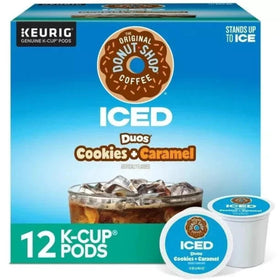 The Original Donut Shop Duos iced coffee in a glass, inviting and crisp.