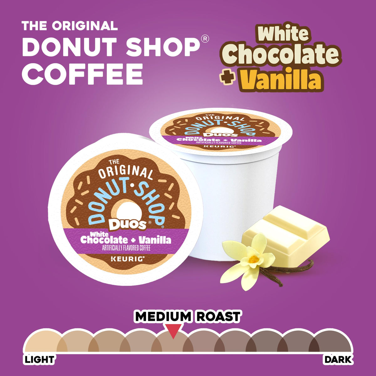 The Original Donut Shop Duos label design highlights flavor pairing and quality