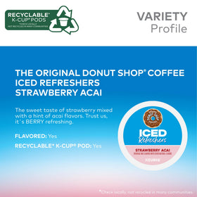 Bright strawberry and acai flavor notes in The Original Donut Shop Iced Refreshers.