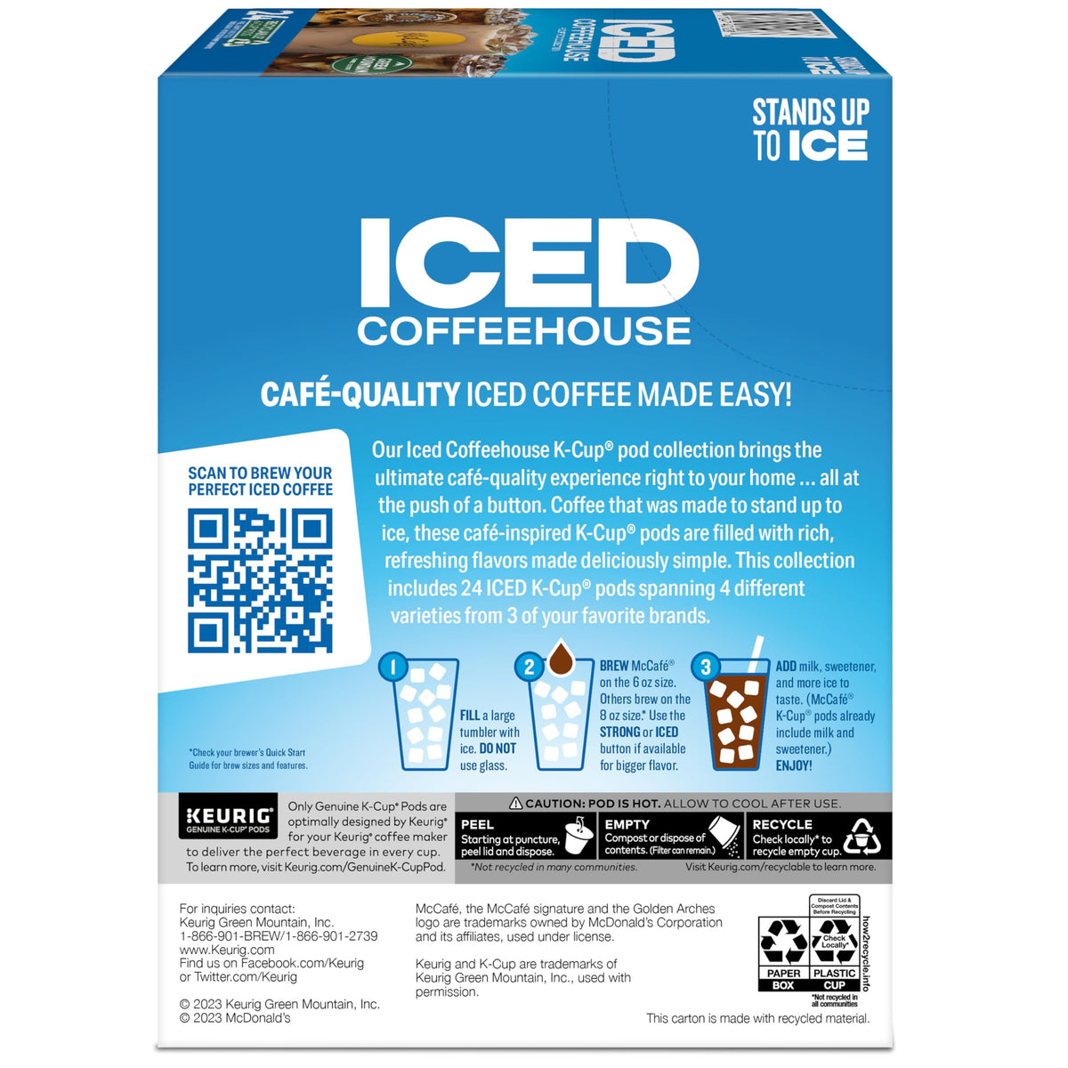 The Original Donut Shop Iced Duos K-Cups stacked for quick mornings