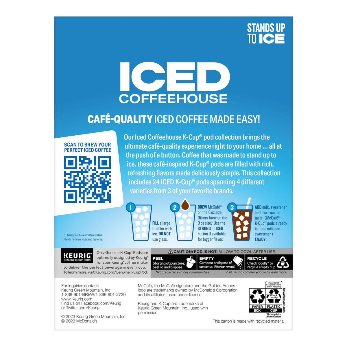 The Original Donut Shop Iced Duos pods beside a mug and ice