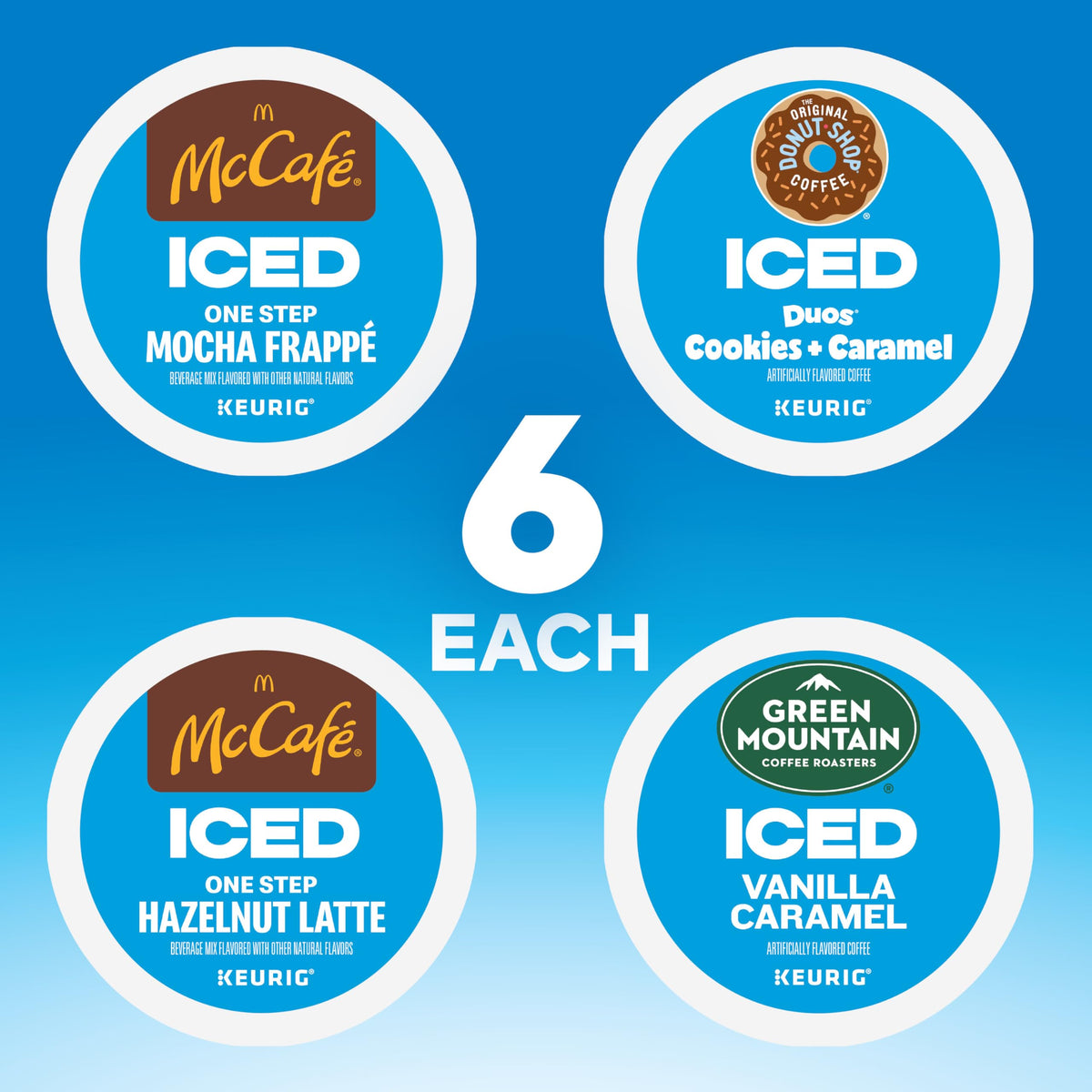The Original Donut Shop Iced Duos packaging box with 24 Keurig pods