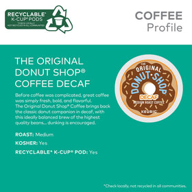 The Original Donut Shop Keurig-compatible pods fit most machines.