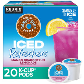 the original donut shop mango dragonfruit lemonade iced refreshers pod for quick, flavorful mornings