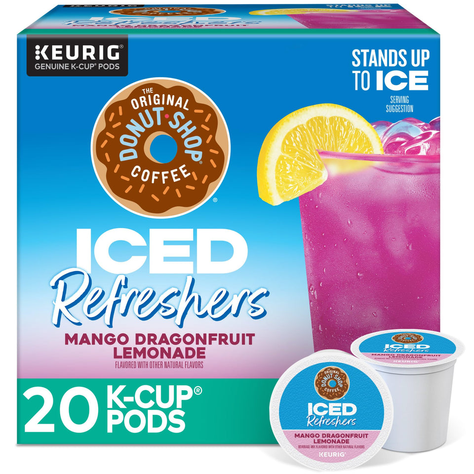 the original donut shop mango dragonfruit lemonade iced refreshers pod for quick, flavorful mornings