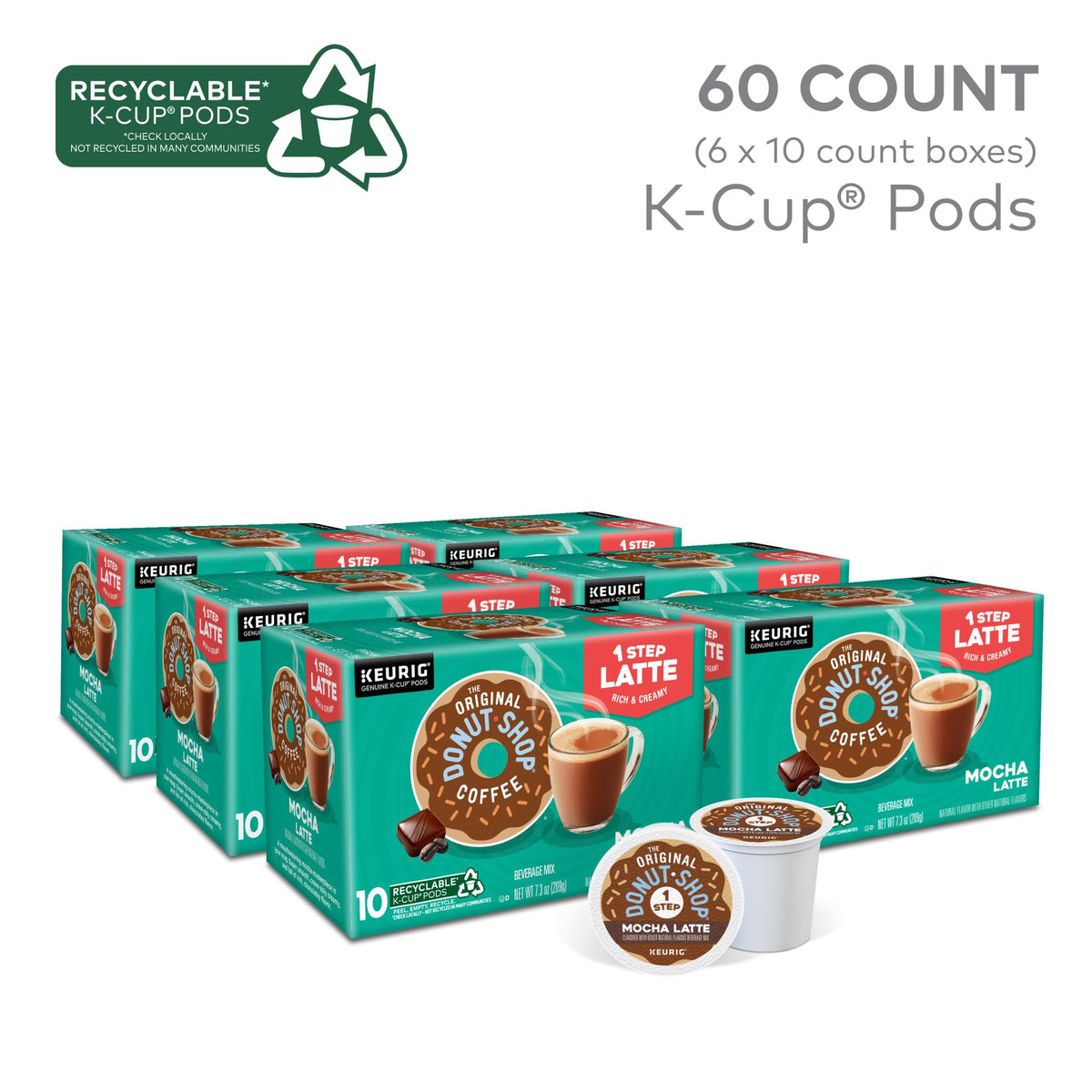 The Original Donut Shop Mocha One-Step Latte mug in hand showing creamy convenience