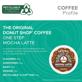 Packaging image of The Original Donut Shop Mocha One-Step Latte 60-count box for anytime brew
