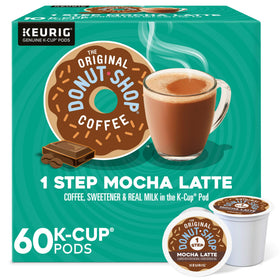 The Original Donut Shop Mocha One-Step Latte pod close-up delivering rich flavor